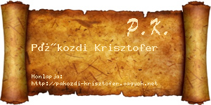 Pákozdi Krisztofer névjegykártya